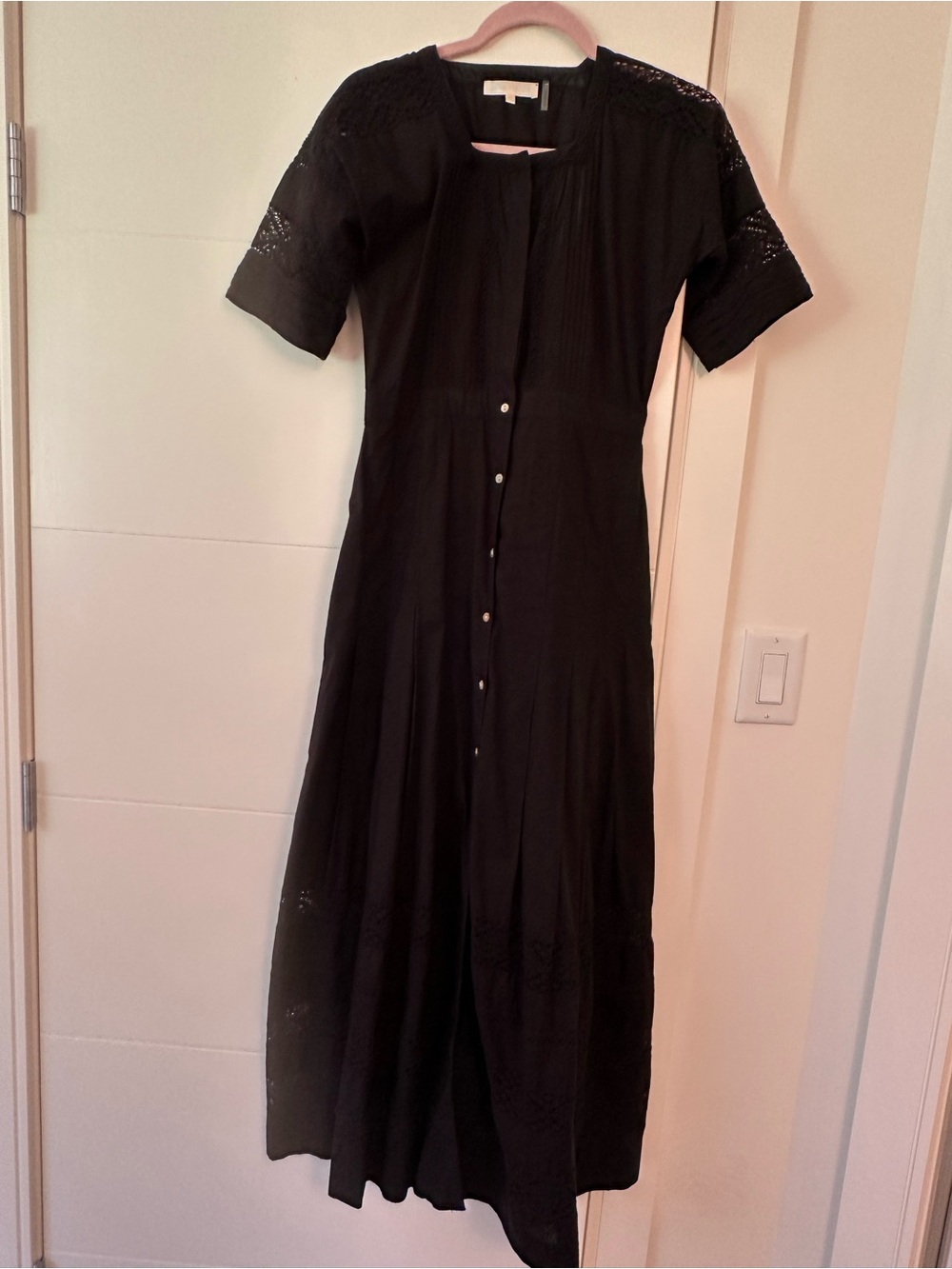 LoveShackFancy Black Button-Down Maxi Dress